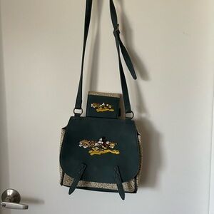 Loungefly Dark Green Crossbody Bag with Embroidery